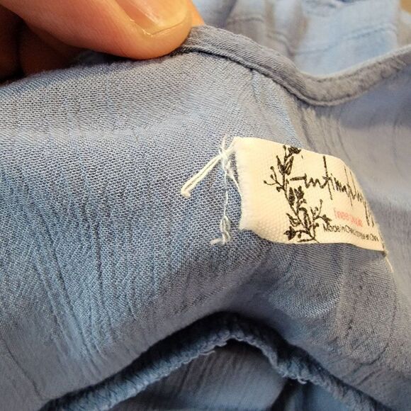 Free People Intimately Free Gauze Ruffle Peplum Tank Top Open Back Blue Flowy XS - Picture 6 of 9